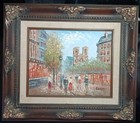 Caroline Burnett (1877-1950) Paris Street Scene Oil Painting Framed Signed 8x10