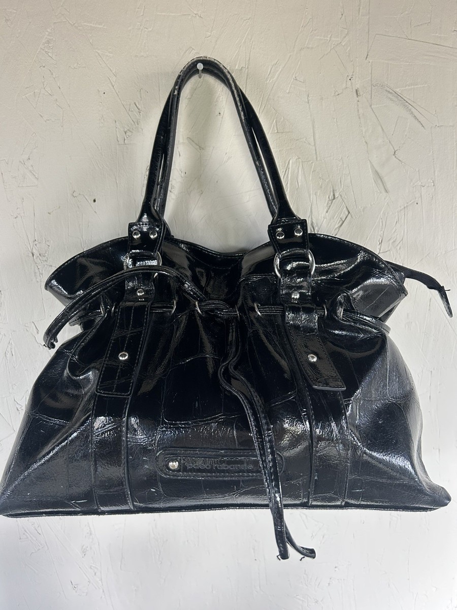 Paco Rabanne purse handbag Glossy Black Shoulder Bag leather