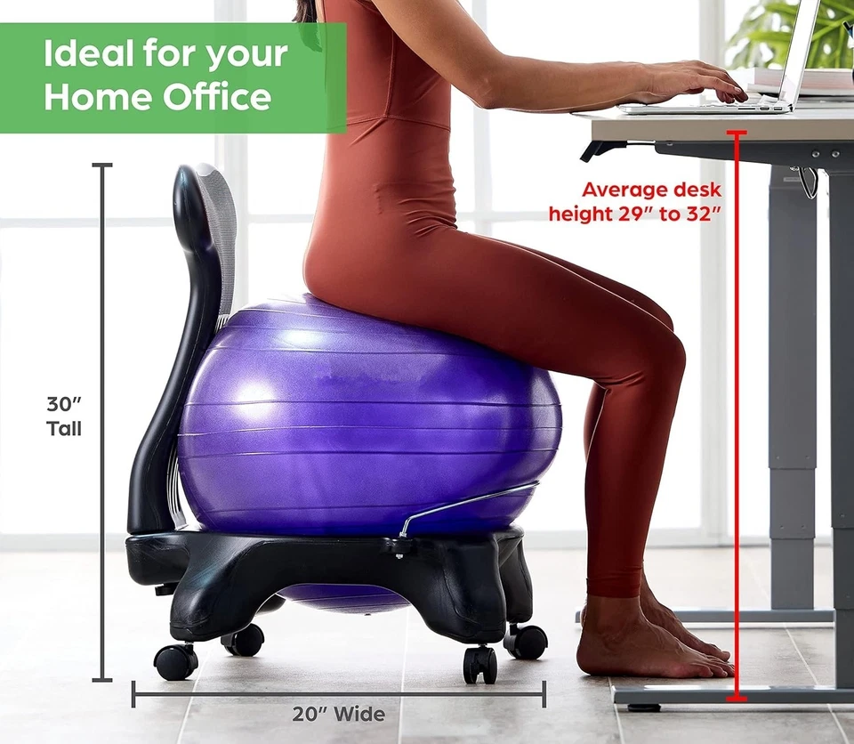 Silla de equilibrio con balcón de estabilidad de 52 cm,bomba y guía de ejercicios Foto 3 de 4