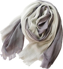 Cotton Linen Fashion Scarf,Gradient Two-tone Four Season Scarf Shawl Beach Gauze