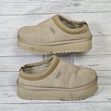 Ugg Tasman Platform F19010D Tan Beige Suede Slip On Slipper Shoe Women's Sz 6