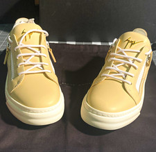 Giuseppe Zanotti womens Beige Leather Lace-Up Sneakers Side Zipper EU 39