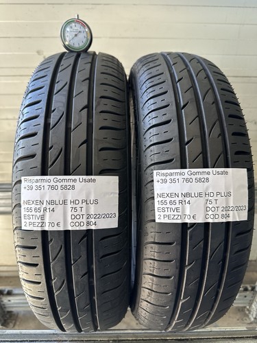 2 PNEUMATICI USATI NEXEN N BLUE HD PLUS ESTIVE 155 65 R14 75 T DOT 2022/2023 - Foto 16 di 21