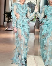 NEW ZIMMERMANN Illuminate Floral Ruffled Silk Organza Gown  Size AU1 S