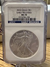 2010 American Liberty Eagle 1oz 999 Silver Coin - NGC Graded MS70 Early Releases