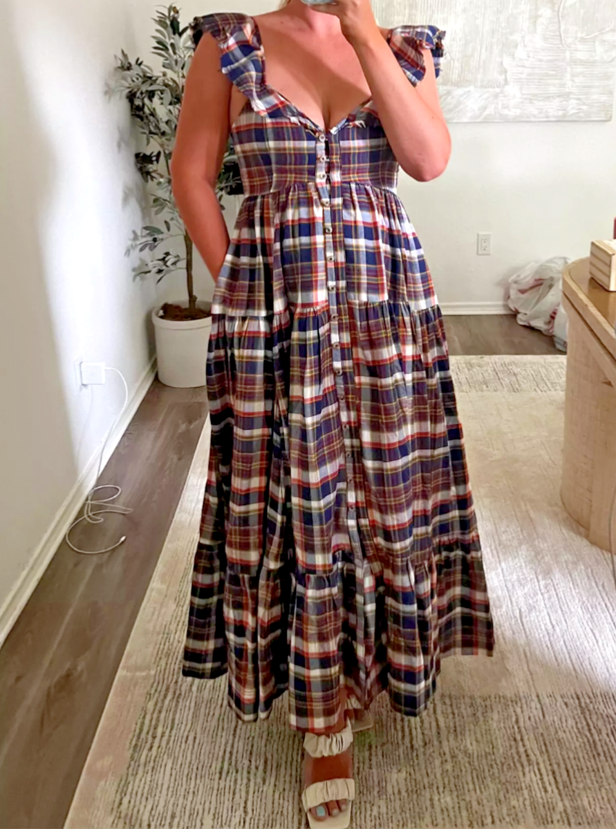 shop midi dress Rose Midi Dress True Navy Retro Print / S