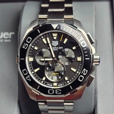 TAG Heuer Aquaracer 43mm Black Chronograph Steel Watch CAY111A.BA0927 Ex-Display