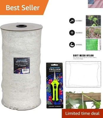 Grow Strong Soft Mesh Nylon Trellis Netting Bulk Roll, 3.5 Inch Squares 9 cm,...