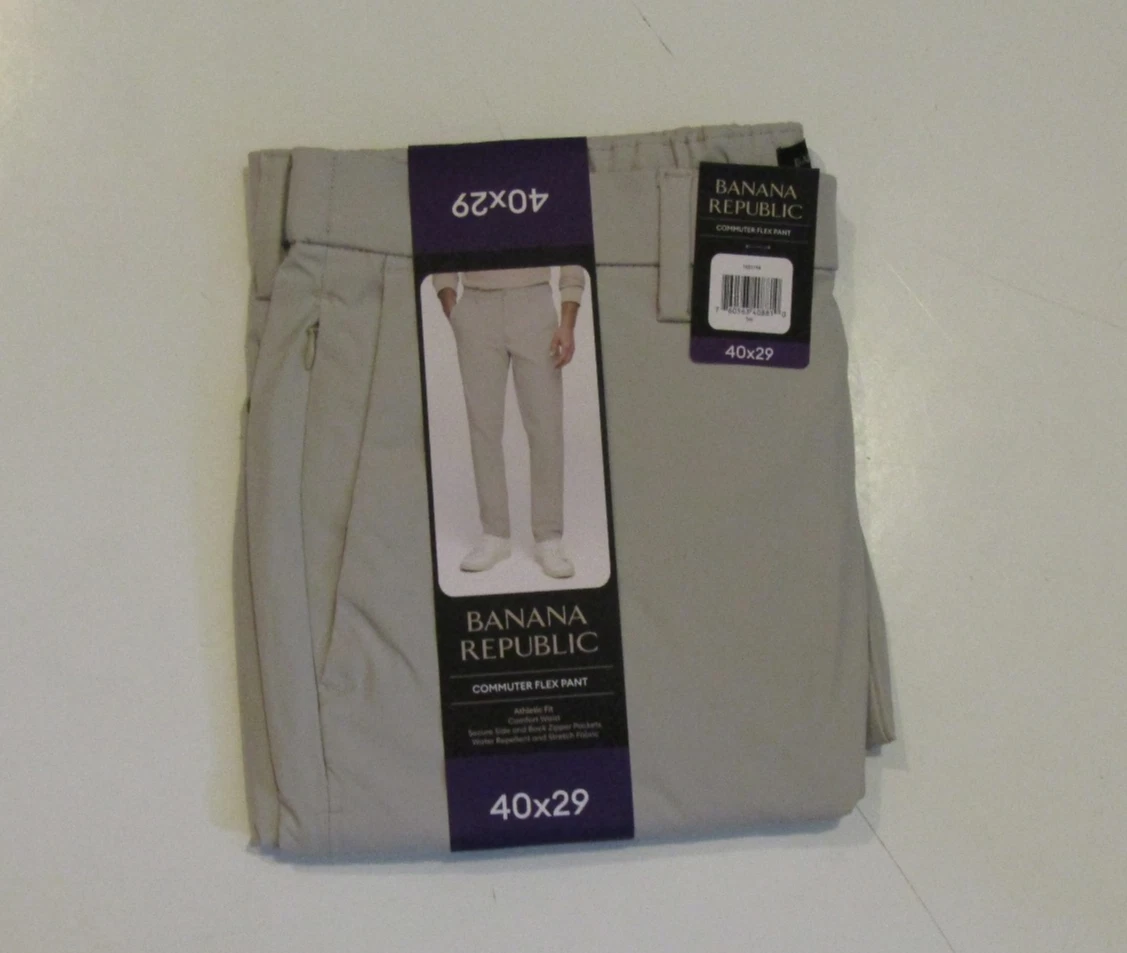 BANANA REPUBLIC Mens Commuter Flex Pants Tan Sz 38 W 30 L NWT