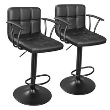 Bar Stools Set of 2, Armrest Adjustable Swivel Barstools with Black Modern