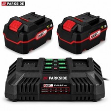 Parkside 20V 2 x 4Ah Battery & 1 × 4.5A Dual Quick Charger X20V Team Series Tool