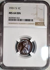NGC MS-64 BN 1931-S Lincoln Cent, Beautifully Toned, Glossy, Key-Date!