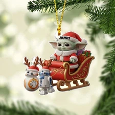 Personalized Baby Yoda Christmas Ornament Star Wars The Force Grogu Ornament