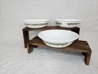 Vintage Corelle Spring Blossom Milk Glass Berry Bowls White Green Set of 3