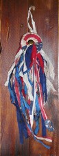 Large RAGBOW, COCKADE patriotic, handmade, vintage style, shabby fabric
