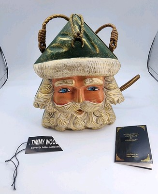 TIMMY WOODS サンタクロースの顔　バッグ Timmy Woods Beverly Hills Wood Carved Santa Claus Face Purse