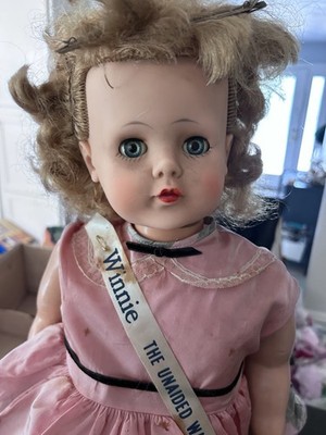 Vintage 1950s Winnie Walking Talking Doll 25'' AE Marked Original Dress Box