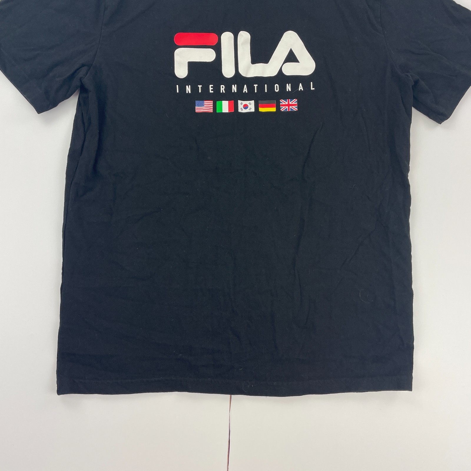 FILA T shirt piccola nera uomo girocollo manica corta stampa grafica logo
