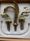 Gold 8" widespread 3 Holes lavatory swan sink faucet Deck mount Green handles