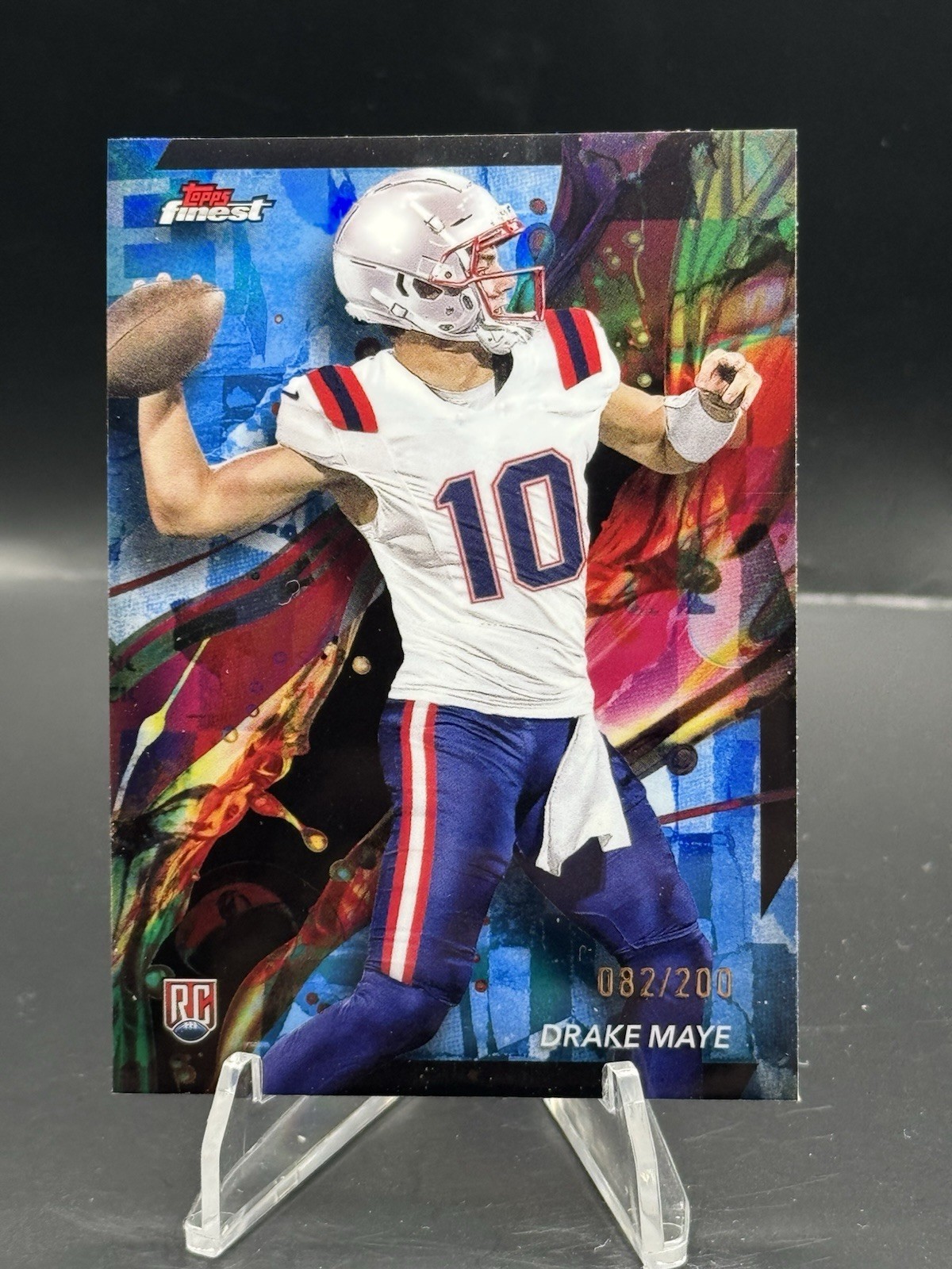 2024 Topps Finest - Common Drake Maye #62 Blue Refractor /200 (RC)