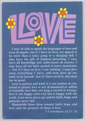 LOVE scripture, 1 Corinthians 13 (Good News Bible), Am. Soc. Chrome
