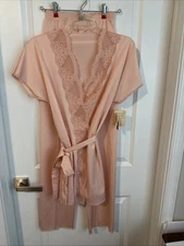 Vintage Vanity Fair /ELITRA Elegance Pink Robe And Bottoms Petite Small, New
