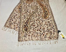 Cejon Women's Scarf Paisley Floral Rayon Metallic Fringed Glittery Festive India