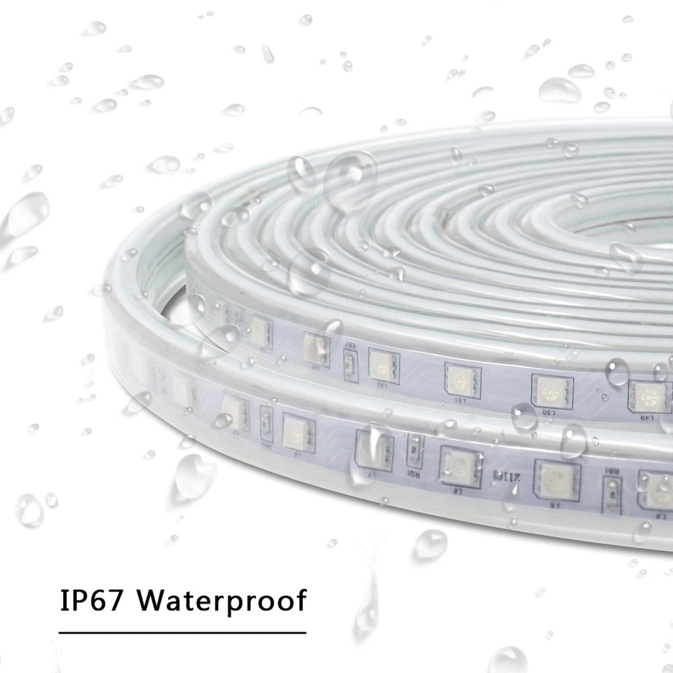 LED Strip Lights 220V 240V 5050 SMD IP67 Waterproof Tape Rope RGB White +UK plug - Image 3 of 4