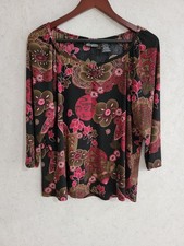 Y2K Womens Floral Liquid Knit Top Size 2X Whimsigoth Dark Fairy Romantic 90s
