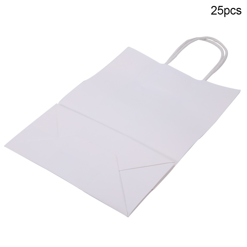 25 PCS Gift Bag Kraft Paper For Wedding Candy Favor Bag With Handle Yellow
