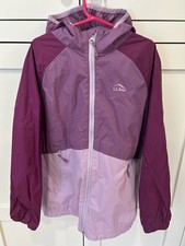 LL Bean Youth Girl's Purple Full Zip Hooded Wind Rain Jacket Size Medium 10-12
