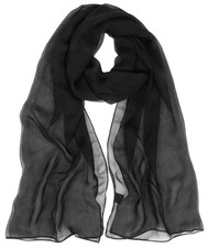 Women-Lightweight-Scarf Solid Color Silk Scarf Long Chiffon One Size, Black