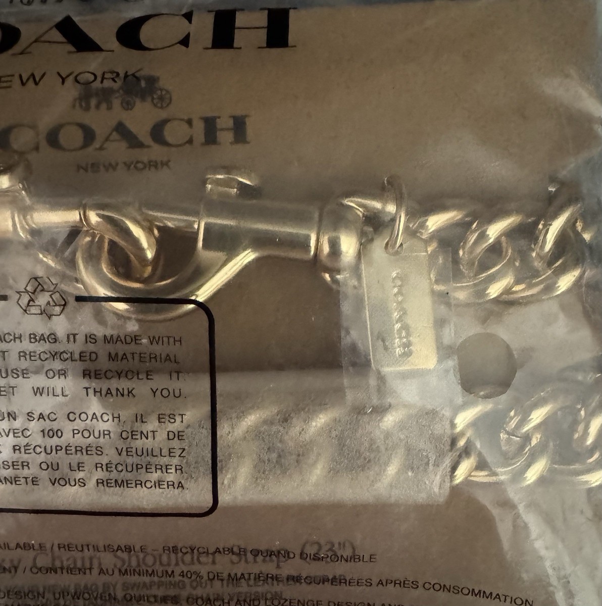 Coach Chunky Chain Shoulder Strap GOLD CR457 for sale online