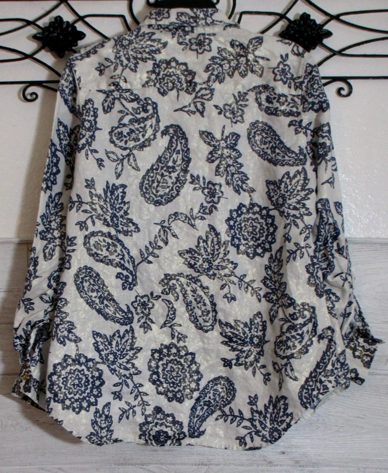 Top de lino para mujer Charter Club talla L manga larga multicolor cachemir Foto 2 de 4