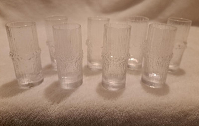 Vintage Finnish IITTALA Thule glasses (vodka cordial shot liqueur), set of 8