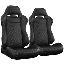 Racing Seats Pair Pvc Leather Reclinable Carbon Look Black For Mazda