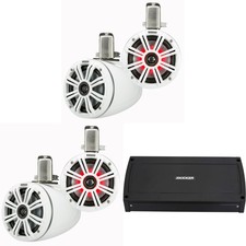 Kicker 6.5" White Wake Tower KMTC65W LED Marine Speakers 2-Pair with 800 Watt...