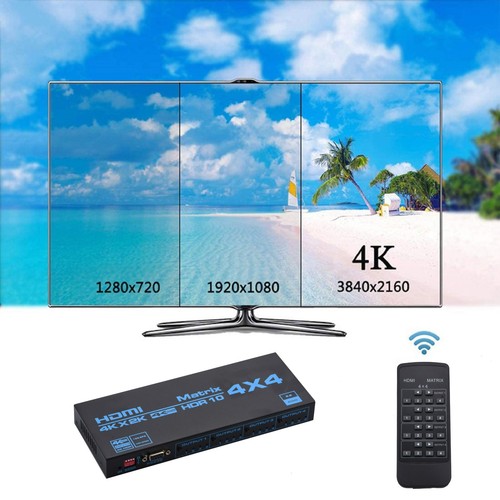 New HDMI Matrix Switch 4x4, 4 In 4 Out 4K with EDID Extractor IR Remote Control - Picture 7 of 10