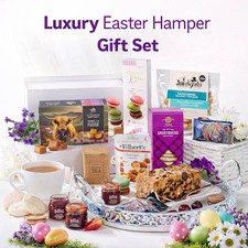 Luxury Easter Hamper Gift Basket Tea Biscuits Fudge Cake Chocolate Food Gift Box