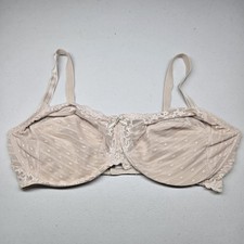 Chantelle Women Bra 44DDDD Beige Striped Minimizer Underwired Lace Bow