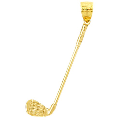 14K Gold 3D Golf Club Pendant - Picture 1 of 2