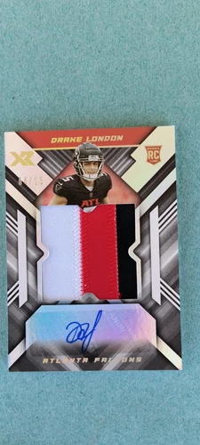 Drake London 2022 Panini XR Rookie 3 Color Patch Rookie Auto 04/15 RPA Falcons