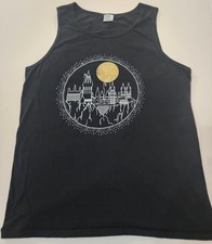 Harry Potters Hogwarts Castle Celestial Moon Graphic Tank Top Black Large
