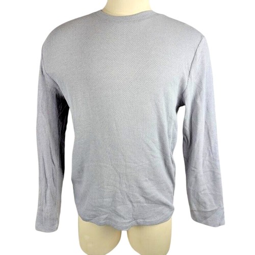 Alfani Mens Textured Crewneck T-Shirt Casual Grey Heather Size M Long Sleeve