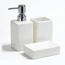 Marble White Bathroom Accessory Set 3 Pcs,Liquid Ceramic Hand Dish Soap Dispe...