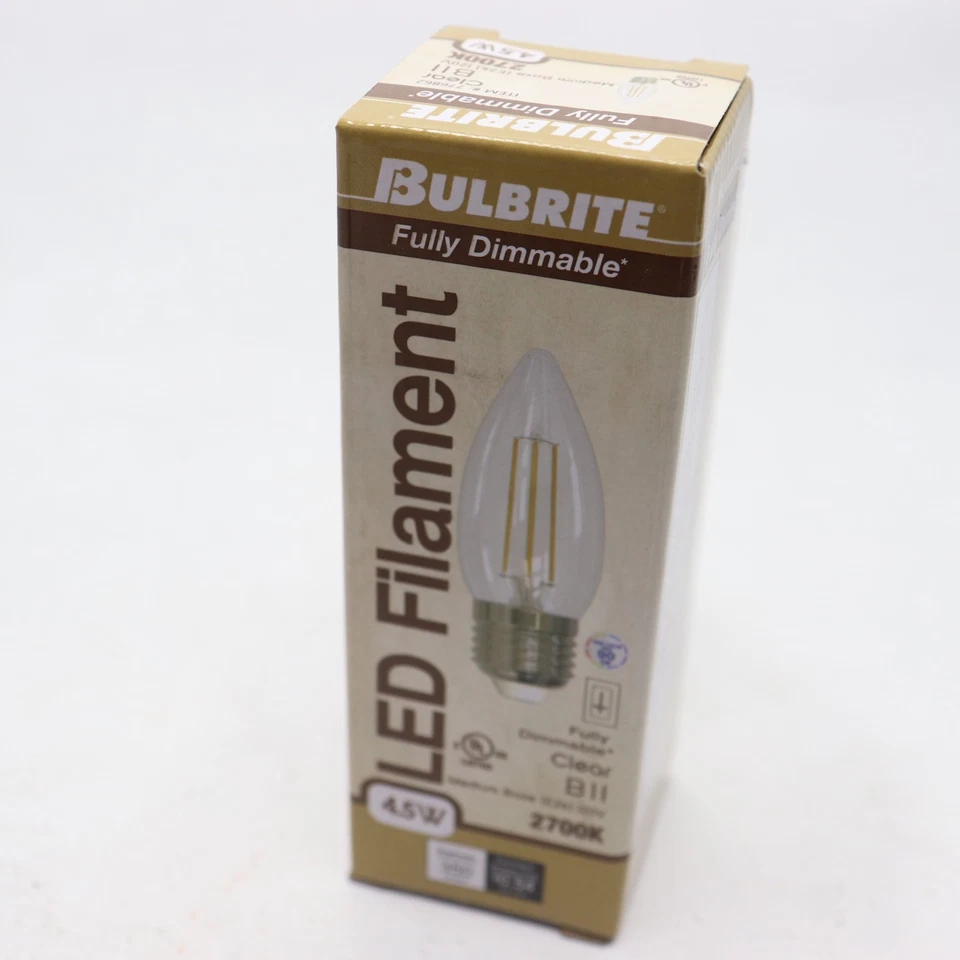 (1-Pk) Bulbrite Filament LED Light Bulb 2700K 350Lm B11 4.5W 776862 - Image 3 of 4