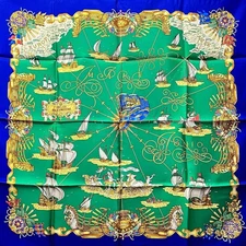 Unused HERMES Carre 90 VOILES DE LUMIERE Silk Scarf W 90cm Green Japan [New]		