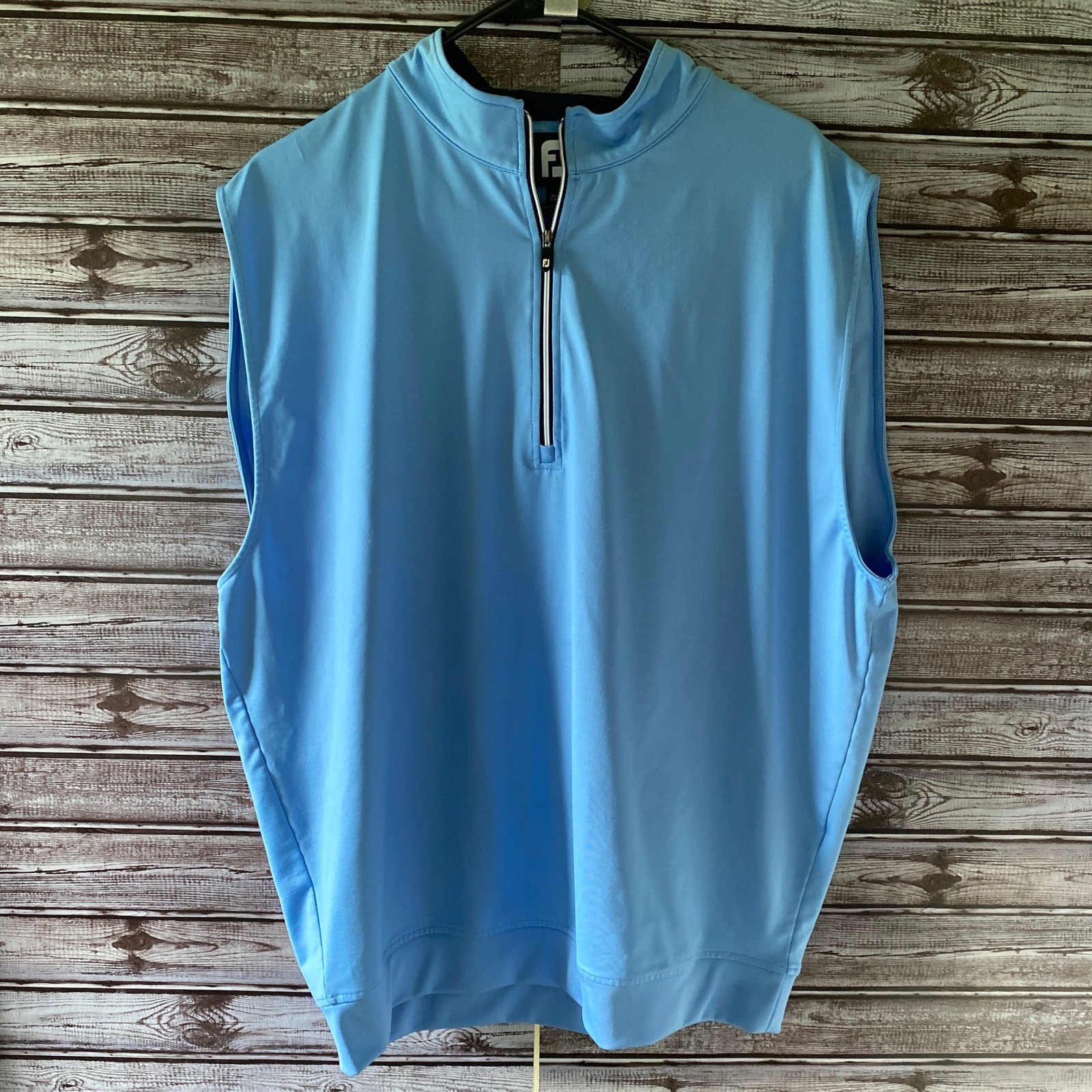 FootJoy Men's 1/4-Zip Sleeveless Shirt Vest Size L Blue Logo Performance