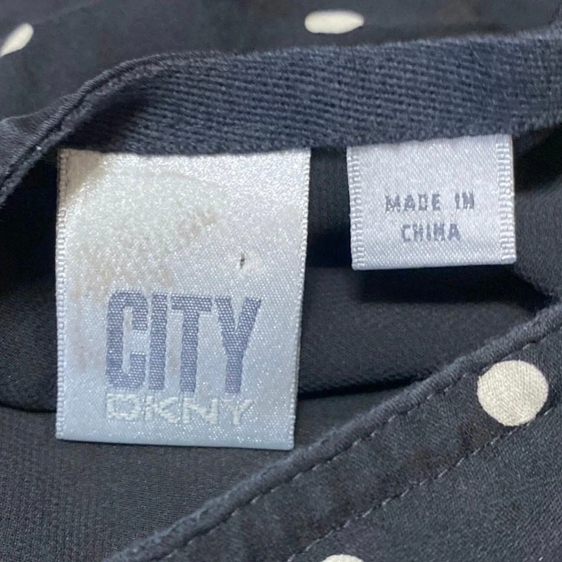 Falda midi City DKNY negra blanca 100 % seda lunares acampanada línea A talla 10 Foto 4 de 4