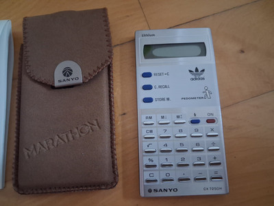 vintage Adidas Pedometer Calculator Sanyo CX-7250H  Werbeartikel 80er advertise